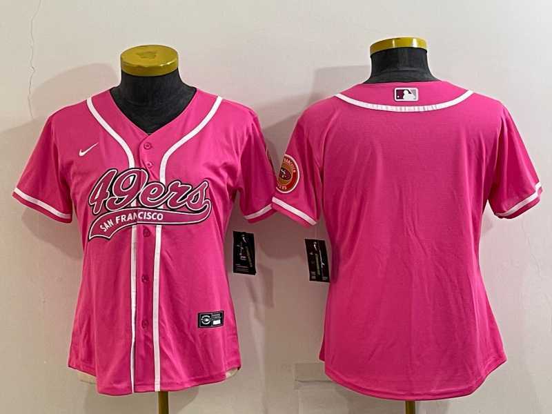 Womens San Francisco 49ers Blank Pink With Patch Cool Base Stitched Baseball Jersey